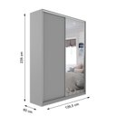 Ver imagem 6 de Guarda-Roupa Solteiro 100% MDF BP com 2 Portas e 1 Espelho Zermatt Cinza