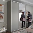Ver imagem 2 de Guarda-Roupa Solteiro 100% MDF BP com 2 Portas e 1 Espelho Zermatt Cinza