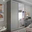 Ver imagem 1 de Guarda-Roupa Solteiro 100% MDF BP com 2 Portas e 1 Espelho Zermatt Cinza
