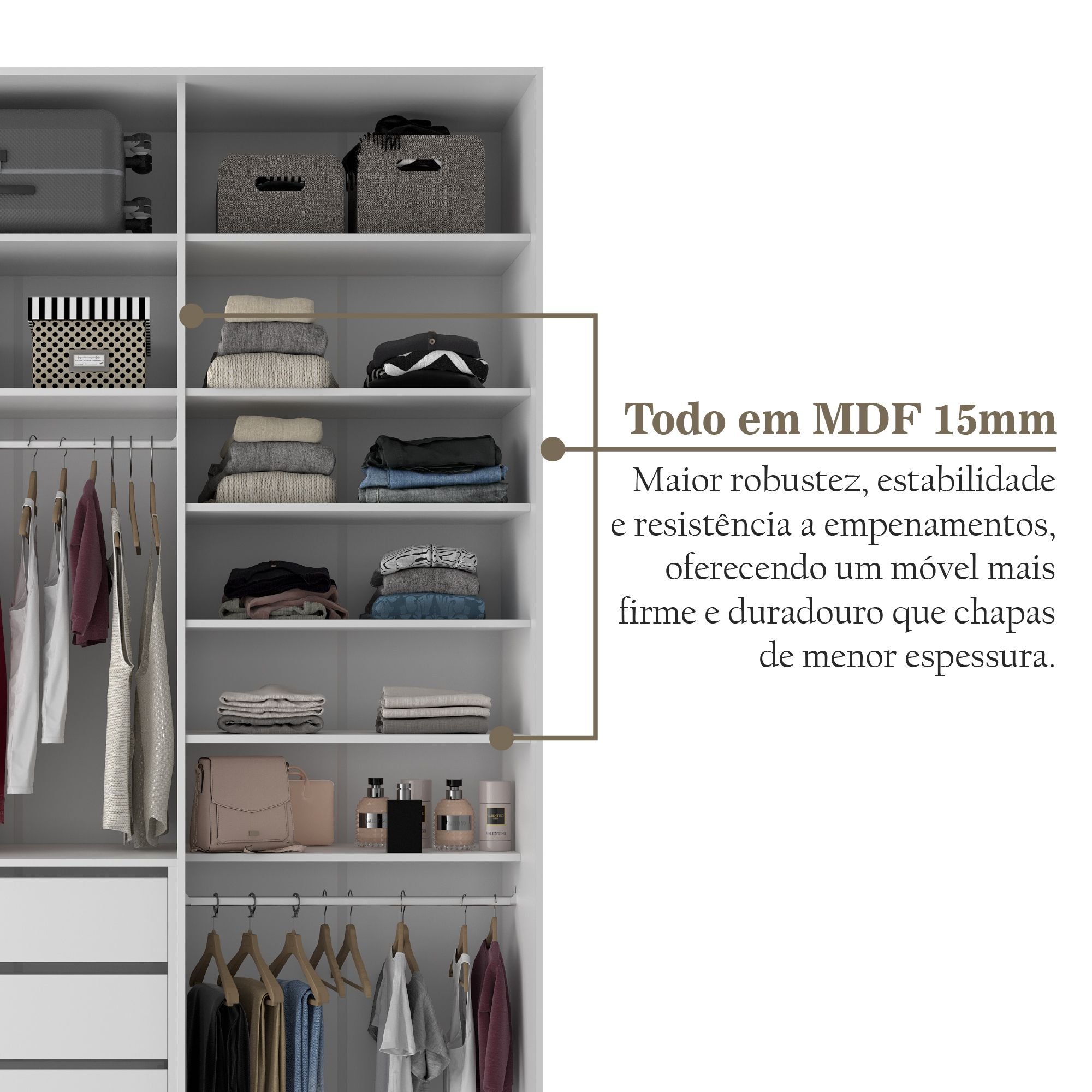 Guarda-roupa Solteiro 100% Mdf Bp com 2 Portas Zermatt - 14