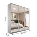 Ver imagem 4 de Guarda-Roupa Casal 100% MDF BP com 3 Portas Espelho Zermatt Cinza