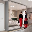 Ver imagem 3 de Guarda-Roupa Casal 100% MDF BP com 3 Portas Espelho Zermatt Cinza