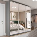 Ver imagem 1 de Guarda-Roupa Casal 100% MDF BP com 3 Portas Espelho Zermatt Cinza