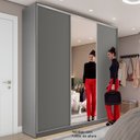Ver imagem 3 de Guarda-Roupa Casal 100% MDF BP com 3 Portas e 1 Espelho Zermatt Cinza