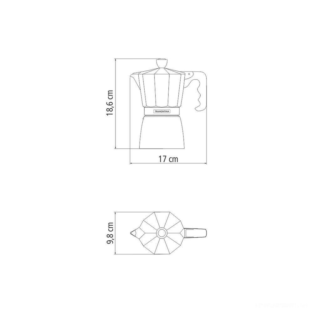 Cafeteira Expresso Italiana Tramontina em Alumínio Preto com Cabo em Nylon 320 Ml Tramontina - 7