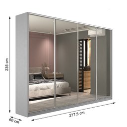 Guarda-roupa Casal 100% Mdf Bp com 4 Portas Espelhos Zermatt - 3
