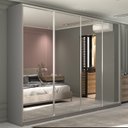 Ver imagem 1 de Guarda-Roupa Casal 100% MDF BP com 4 Portas Espelhos Zermatt Cinza