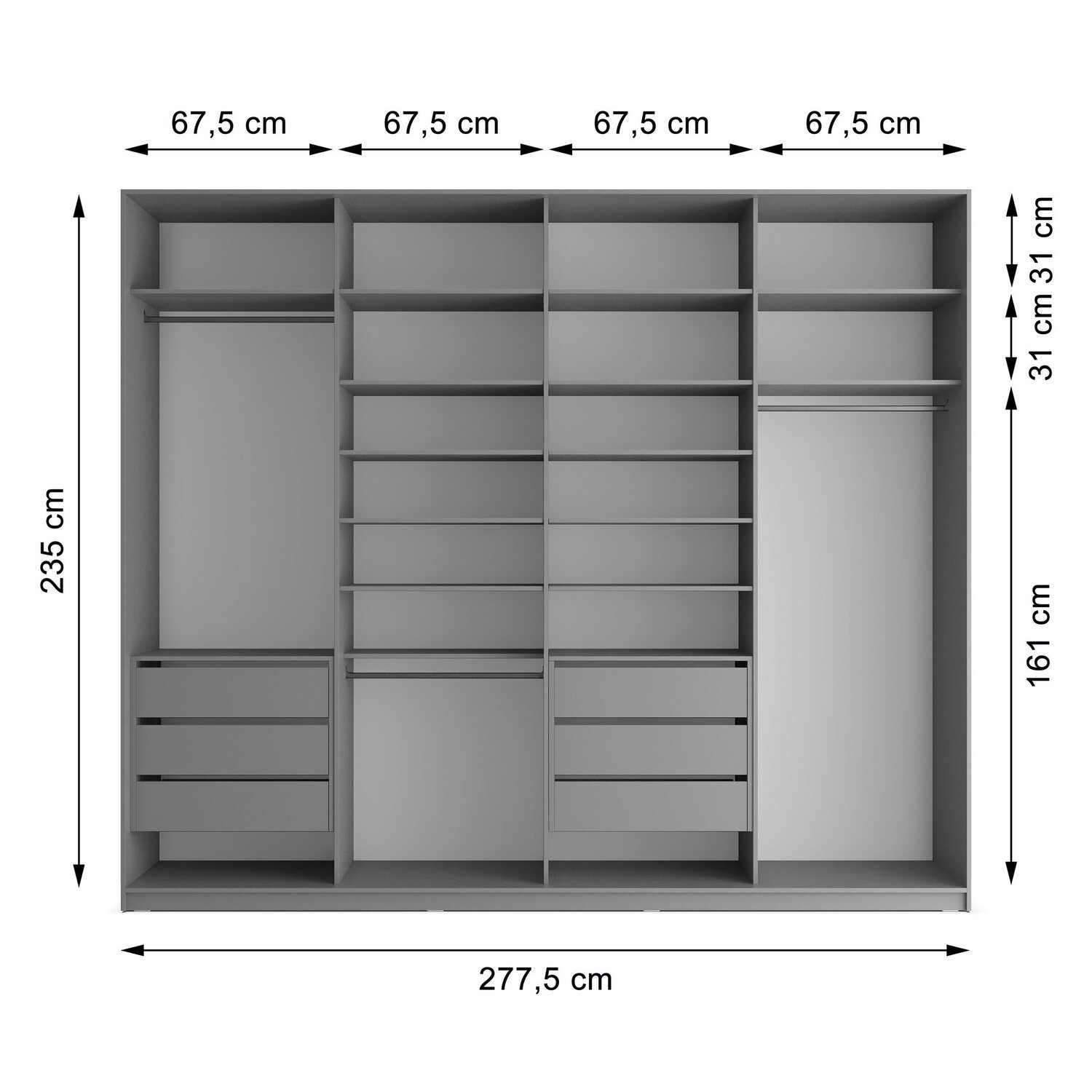 Guarda-roupa Casal 100% Mdf Bp com 4 Portas Espelhos Zermatt - 4