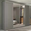 Ver imagem 1 de Guarda-Roupa Casal 100% MDF BP com 4 Portas e 2 Espelhos Zermatt Cinza