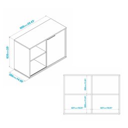 Balcão Lavanderia Multiuso 1 Porta Correr Multimóveis CR30024 Castanho/Branco - 3