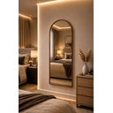 Ver imagem 1 de Espelho Decorativo com Couro Caramelo 100x35cm Sofisticada para Ambientes Refinados