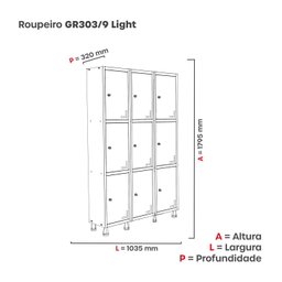 Armário Locker Guarda Volume Aço Light 9 portas 103,5x179,5cm - 4