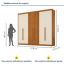 Ver imagem 3 de Guarda Roupa Casal 6 Portas 2 Portas Ripadas 6 Gavetas Dubai 100% MDF Cinamomo e Off White Marrom