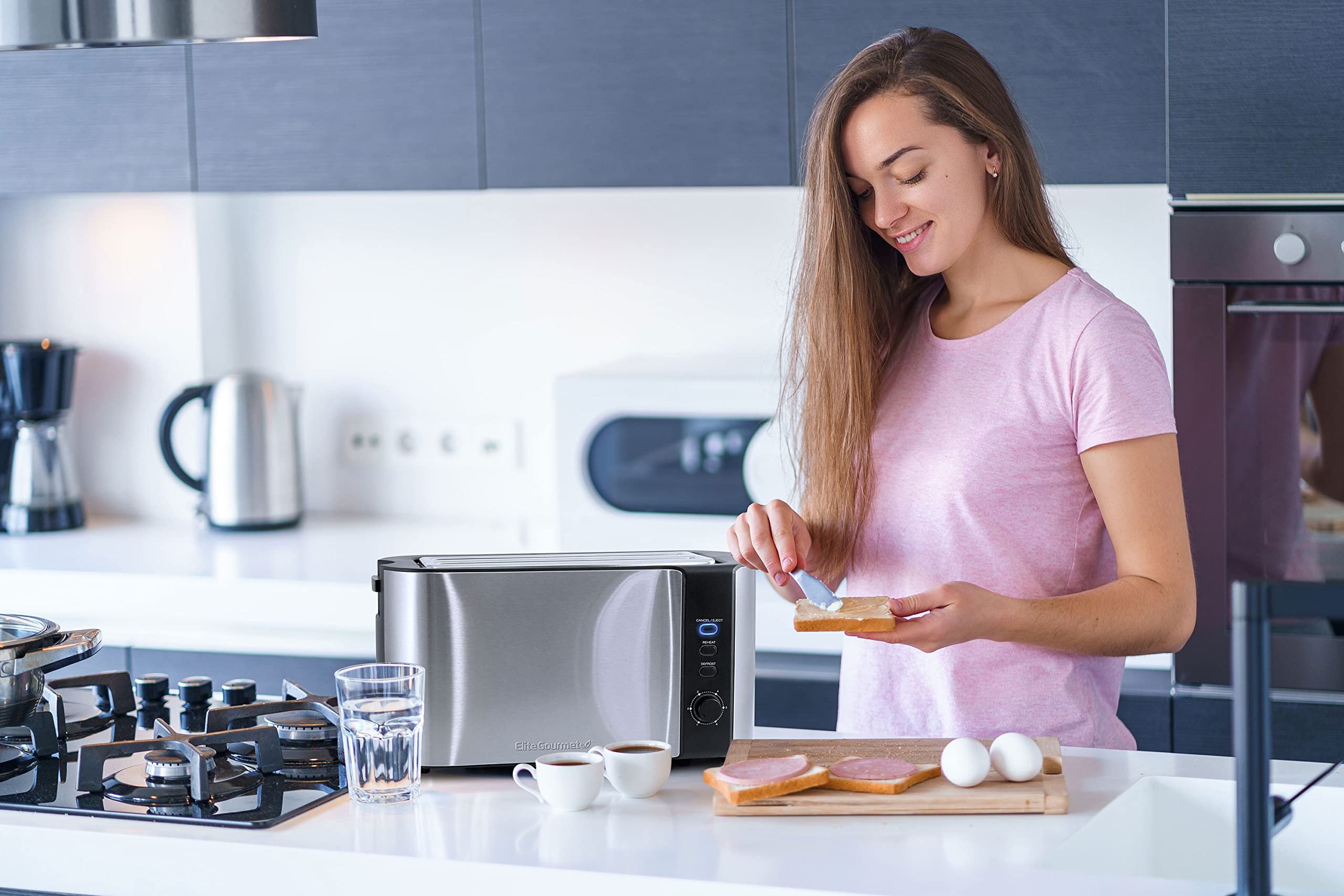 Elite Gourmet Ect3100 Tostadeira 4 Fatias, Aço Inox e Preto - 8