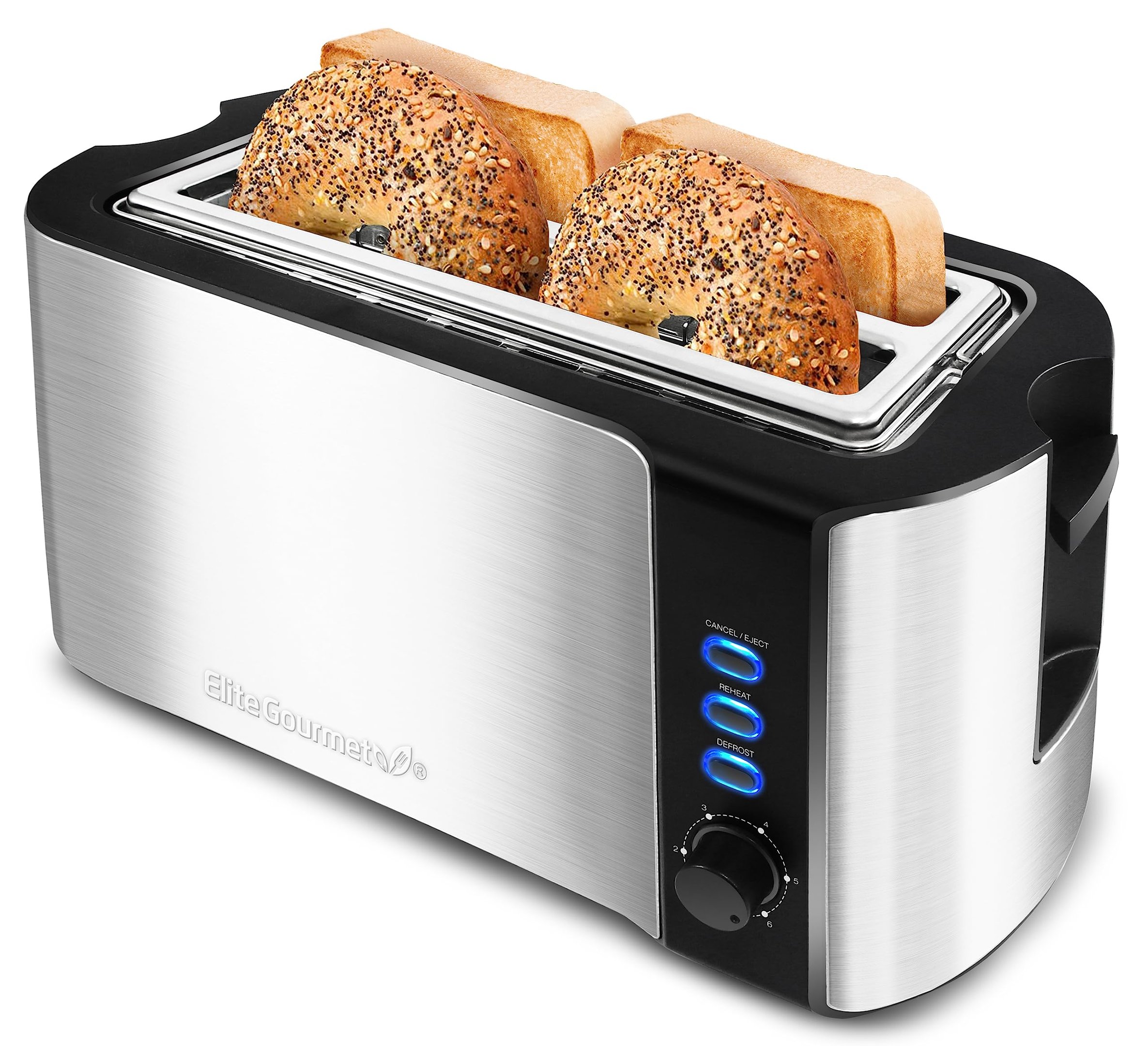 Elite Gourmet Ect3100 Tostadeira 4 Fatias, Aço Inox e Preto - 1