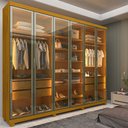 Ver imagem 1 de Guarda-Roupa Casal 6 Portas com 6 Portas Reflecta com Pés com LED Imperatriz 100% MDF Yescasa Marrom/Marrome