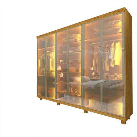 Guarda-roupa Casal 6 Portas com 6 Portas Reflecta com Pés com Led Imperatriz 100% MDF Yescasa