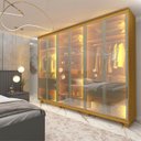 Ver imagem 1 de Guarda-roupa Casal 6 Portas Reflecta com Pés e Led Imperatriz 100% MDF