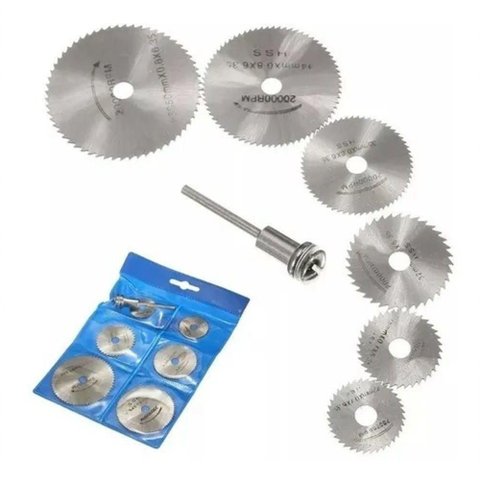 Kit 7 Peças Mini Disco Serra Circular Micro Retifica Dremel