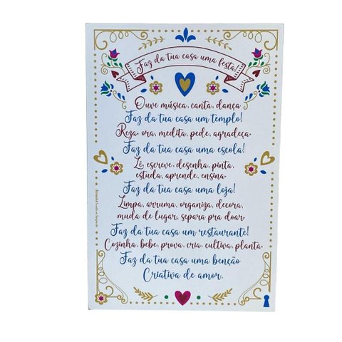 Quadro Box Faz da Tua Casa em Mdf 40x60 Branco