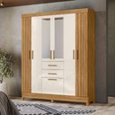 Ver imagem 7 de Guarda Roupa Casal Espelho 7p 165 Cm Malta Freijo Off White Friso Moval