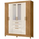 Ver imagem 1 de Guarda Roupa Casal Espelho 7p 165 Cm Malta Freijo Off White Friso Moval
