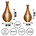 Ver imagem 5 de Abajur Grande de Chão GOTAS DE ORVALHO MDF Luminária -:MDF CRU/Kit com 2 - 90x40cm e 75x40cm
