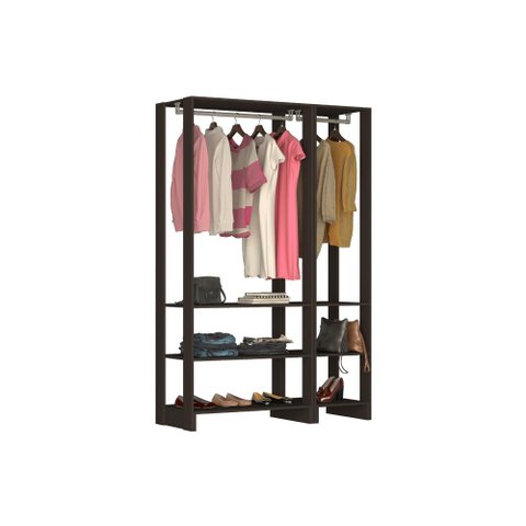 Estante Closet Yes 120cm com 2 Cabideiros - Grafite