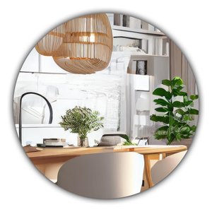 Espelho Redondo Decorativo de Vidro Lapidado - 30cm X 30cm