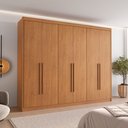 Ver imagem 2 de Guarda Roupa Casal 6 Portas com Puxador de Madeiras 8 Gavetas Eloá 