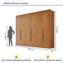 Ver imagem 4 de Guarda-Roupa Casal 6 Portas 8 Gavetas 100% MDF Eloá Cinamomo Marrom