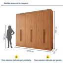Ver imagem 4 de Guarda Roupa Casal 6 Portas com Puxador de Madeiras 8 Gavetas Eloá 