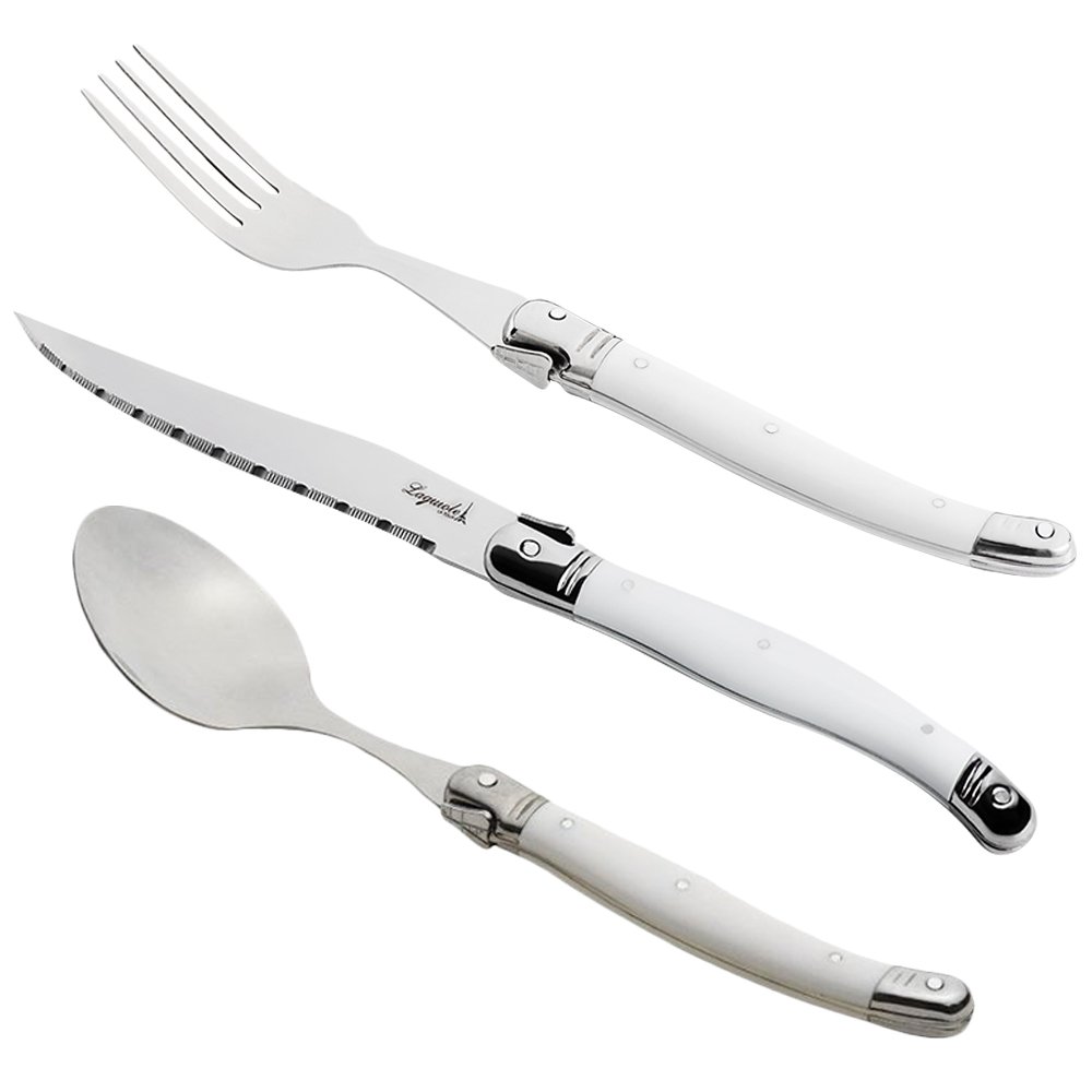 Faqueiro de Luxo 18 peças em Aço Inox - Modelo Laguiole - Latour - Branco - 1