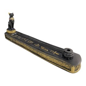 Incensário Bastet Anúbis Tutankamon Isis 24cm - Escolha Seu:bastet Preto e Dourado