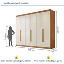 Ver imagem 4 de Guarda Roupa Casal 6 Portas 8 Gavetas Eloá 100% MDF Cinamomo Off White