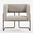 Ver imagem 3 de Poltrona Decorativa Scarlett D02 Base de Aço Preto Linho Bege C-107 - Lyam Decor