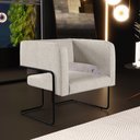Ver imagem 2 de Poltrona Decorativa Scarlett D02 Base de Aço Preto Linho Bege C-107 - Lyam Decor