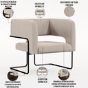 Ver imagem 4 de Poltrona Decorativa Scarlett D02 Base de Aço Preto Linho Bege C-107 - Lyam Decor