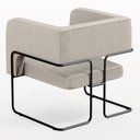 Ver imagem 7 de Poltrona Decorativa Scarlett D02 Base de Aço Preto Linho Bege C-107 - Lyam Decor