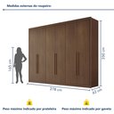 Ver imagem 4 de Guarda-Roupa Casal 6 Portas 8 Gavetas 100% MDF Eloá Cacau Marrom