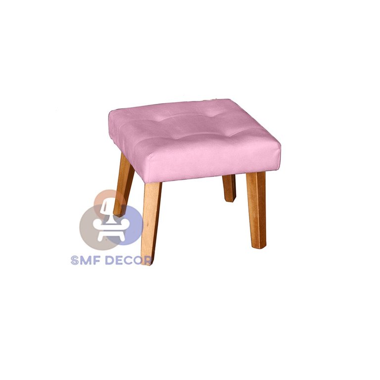 Puff Banqueta Decorativa Glamour Dubai com Pés Quadrado Rosê
