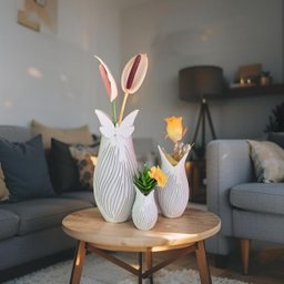 Kit 3 Vasos Decorativos Elegance Borboleta Plantas Luxo Moderno - 1