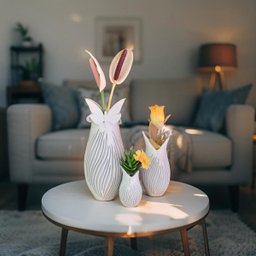 Kit 3 Vasos Decorativos Elegance Borboleta Plantas Luxo Moderno - 3