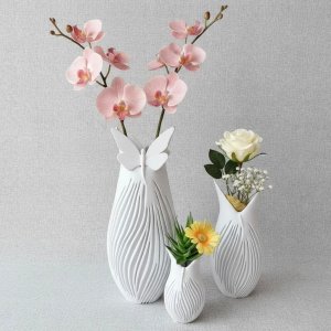 Kit 3 Vasos Decorativos Elegance Borboleta Plantas Luxo Moderno