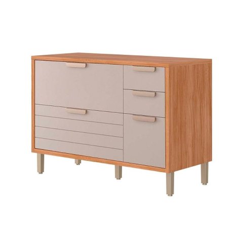Módulo Cozinha Mgm Eloise Balcão C/ Tampo C/ 4 Gavetas e 1 Porta Basculante Riscada 120 Cm
