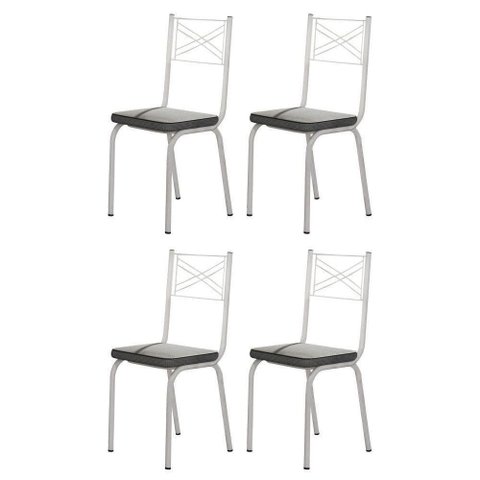Kit 4 Cadeiras 119 Europa Branco/Platina - Artefamol