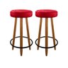 Kit com 2 Banquetas Altas Camila para Bancada Bar Cozinha Banco Pés Palito Madeira Vermelho - 1