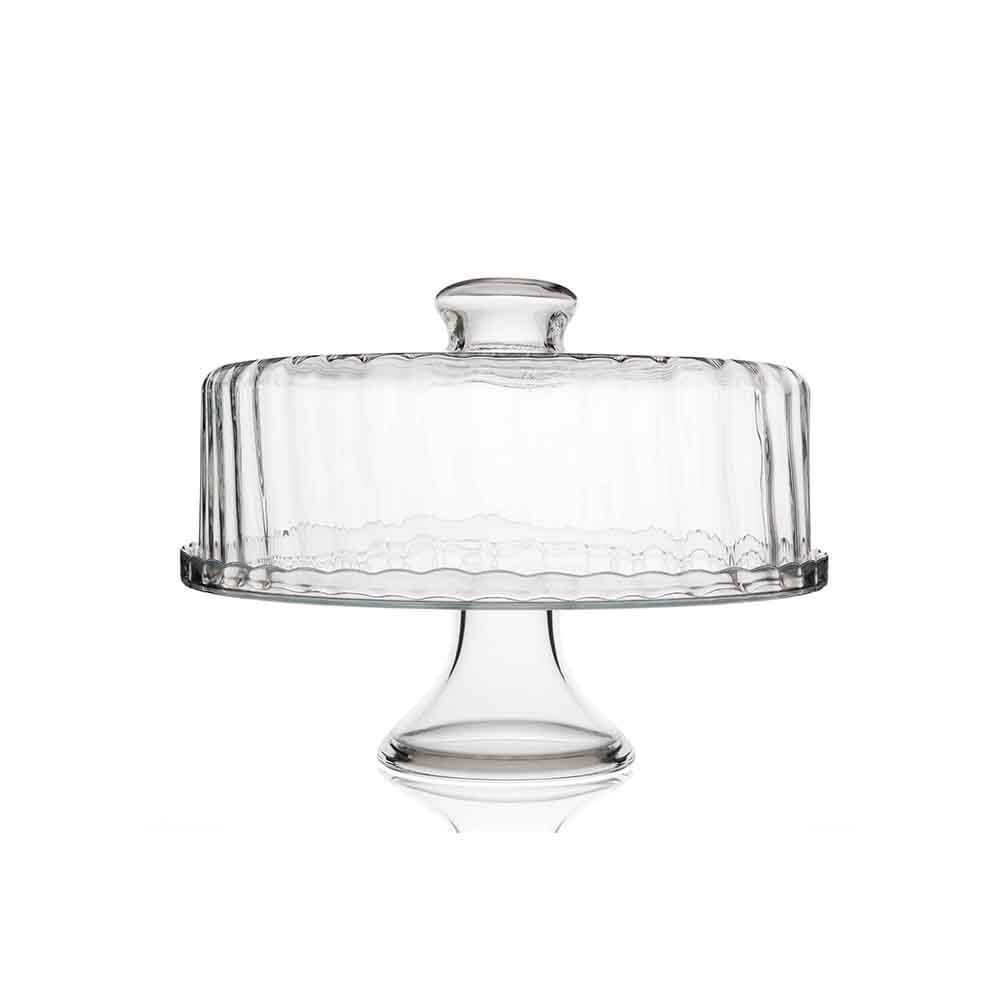 Prato para Bolo de Vidro com Pé e Tampa 29x21cm - Luvidarte - 1