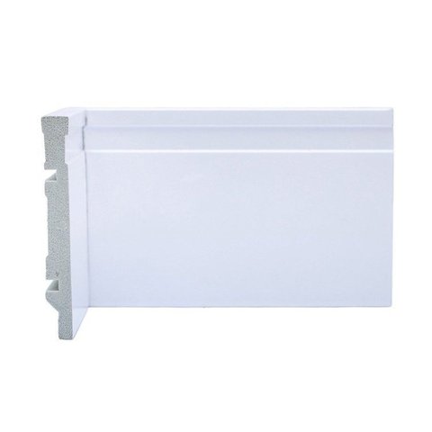 Kit com 5 Barras Rodapé de Poliestireno 12CMX15MM Frisado 12m Branco Riplain