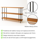 Ver imagem 3 de Aparador Estante Cora com 3 Prateleiras em Madeira Maciça – Design Moderno e Estrutura Metálica
